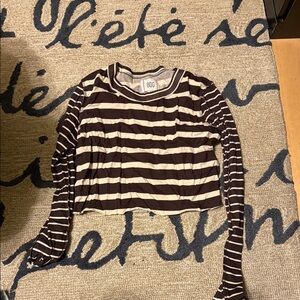 BDG Brown and Cream Striped Long Sleeve Tee